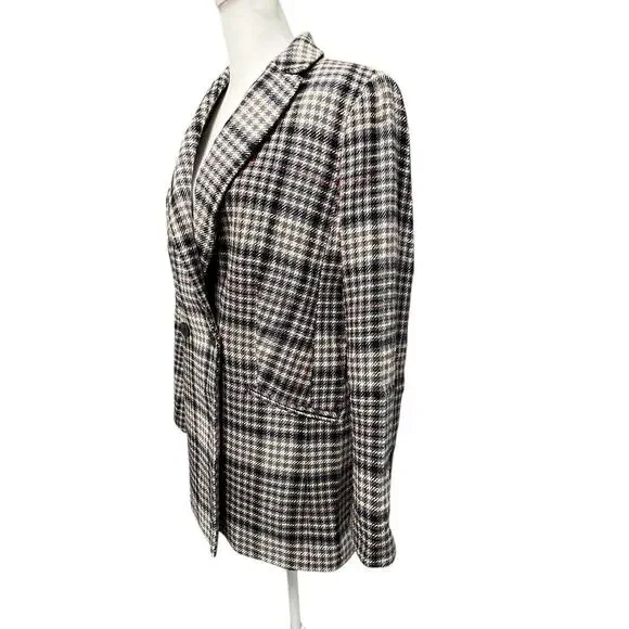 Talbots Herringbone Plaid Double Breasted Blazer Academia Career Preppy Size 8 - Picture 6 of 16